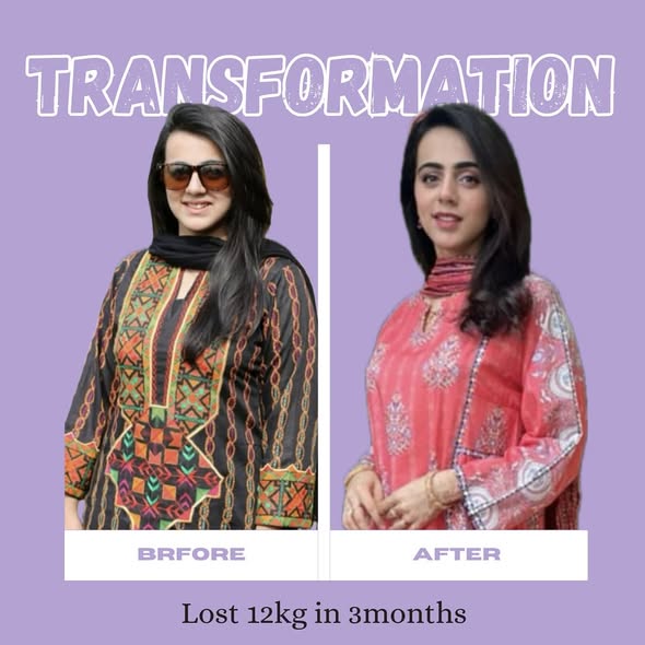Client transformation: before and after photos, 12kg lost in 3 months